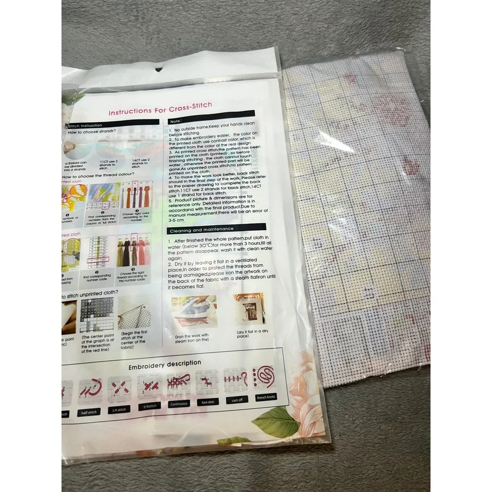 Lot 4 DIY Pre-Printed Counted Cross Stitch Kits New Crafts Decor Floral Birds